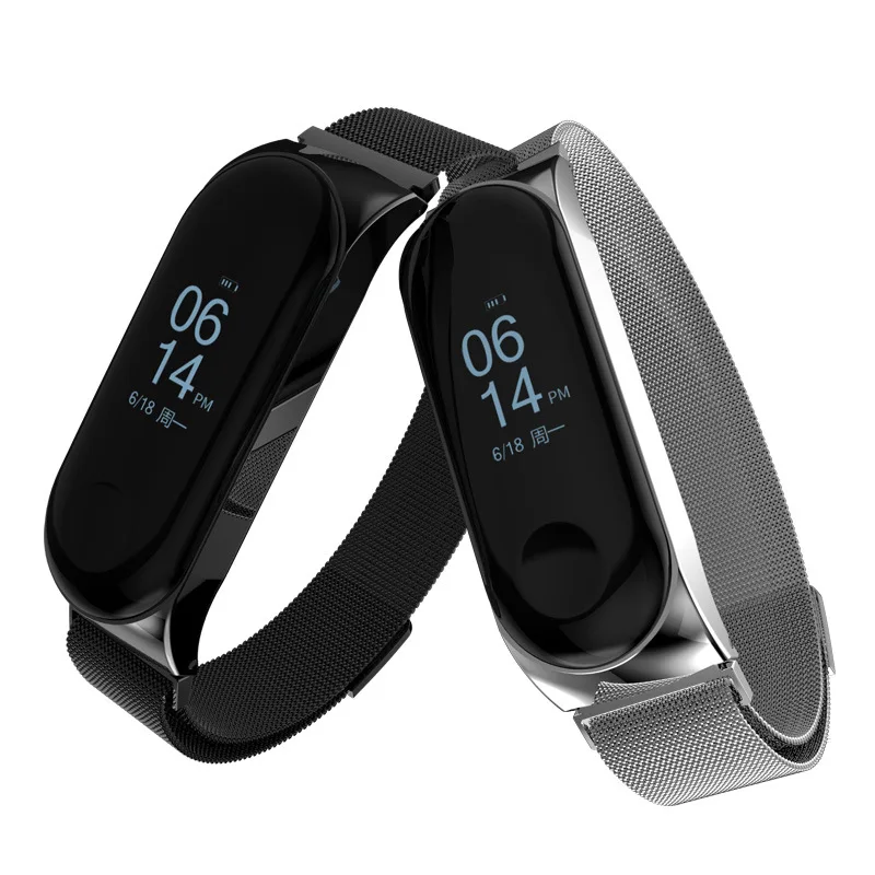 Браслет mi Band 3 из нержавеющей стали, ремешок на запястье, умный Браслет, сменный ремешок для часов для оригинальной Xiaomi mi, ремешок 3, 4 магнита, браслеты на ремне