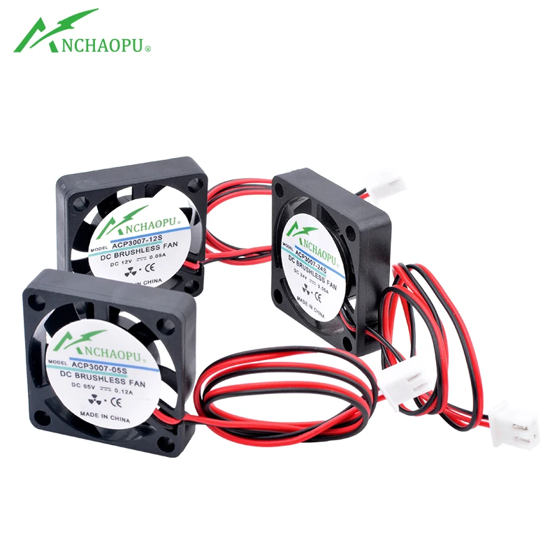 Миниатюрный ультратонкий Вентилятор охлаждения ACP3007, 3 см, 30 мм, вентилятор 30x30x7 мм, 5 в постоянного тока, 12 В, 24 В, 2 контакта, для 3D подсветки