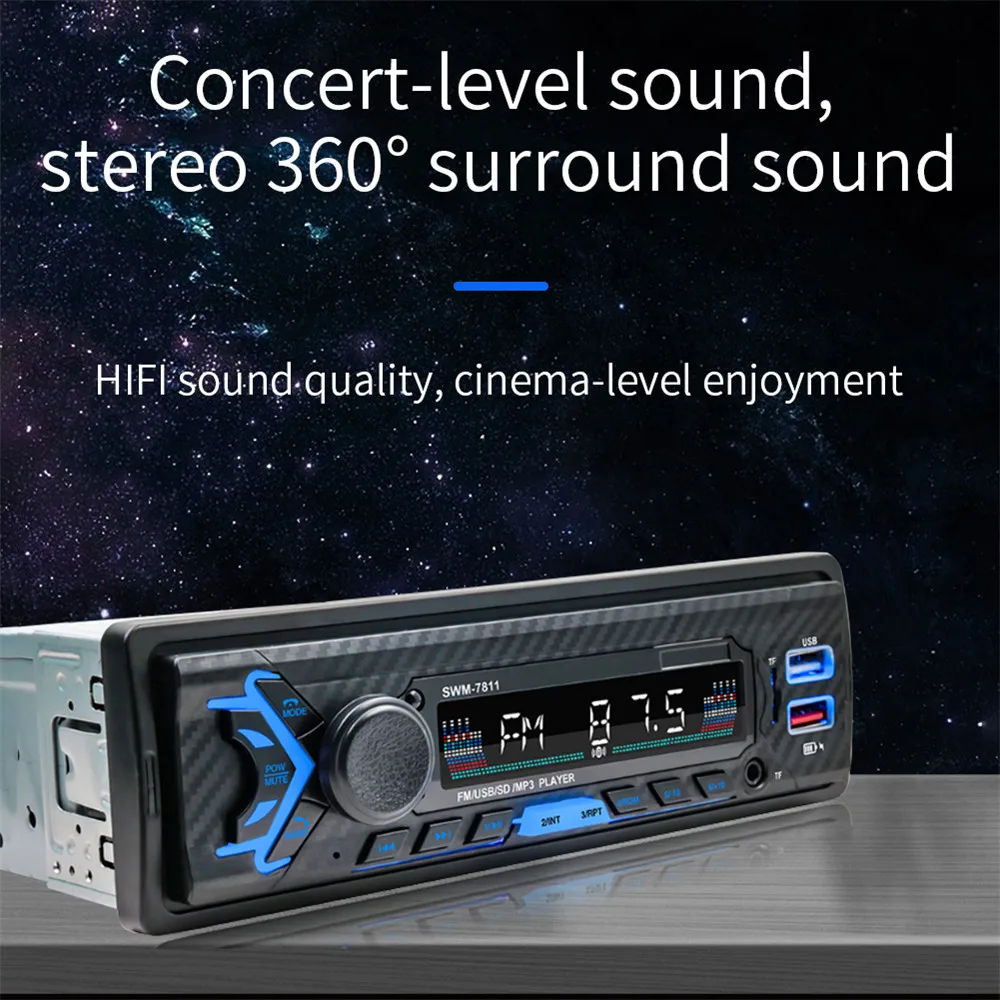 Оригинальный Автомобильный компактный MP3-плеер 12 В с Bluetooth многофункциональное