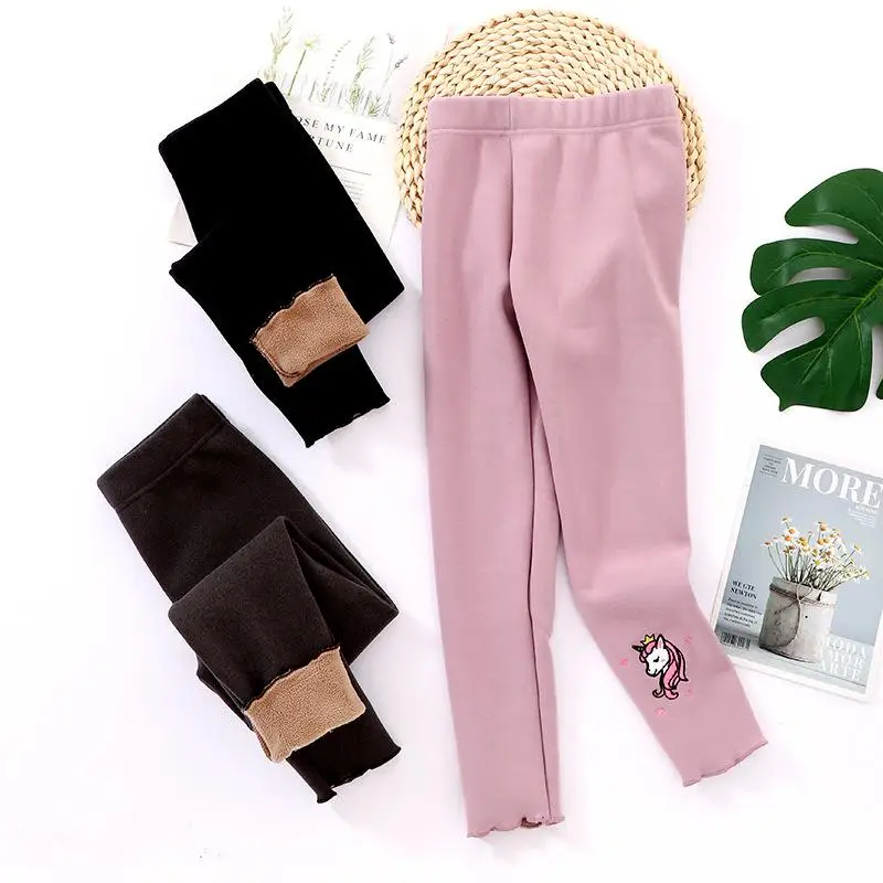 

Kid Leggings Girls Winter Warm Leggings Cotton Toddler Cartoon Casual Girls Spring Autumn Long Pants 4-13Y Children Pants
