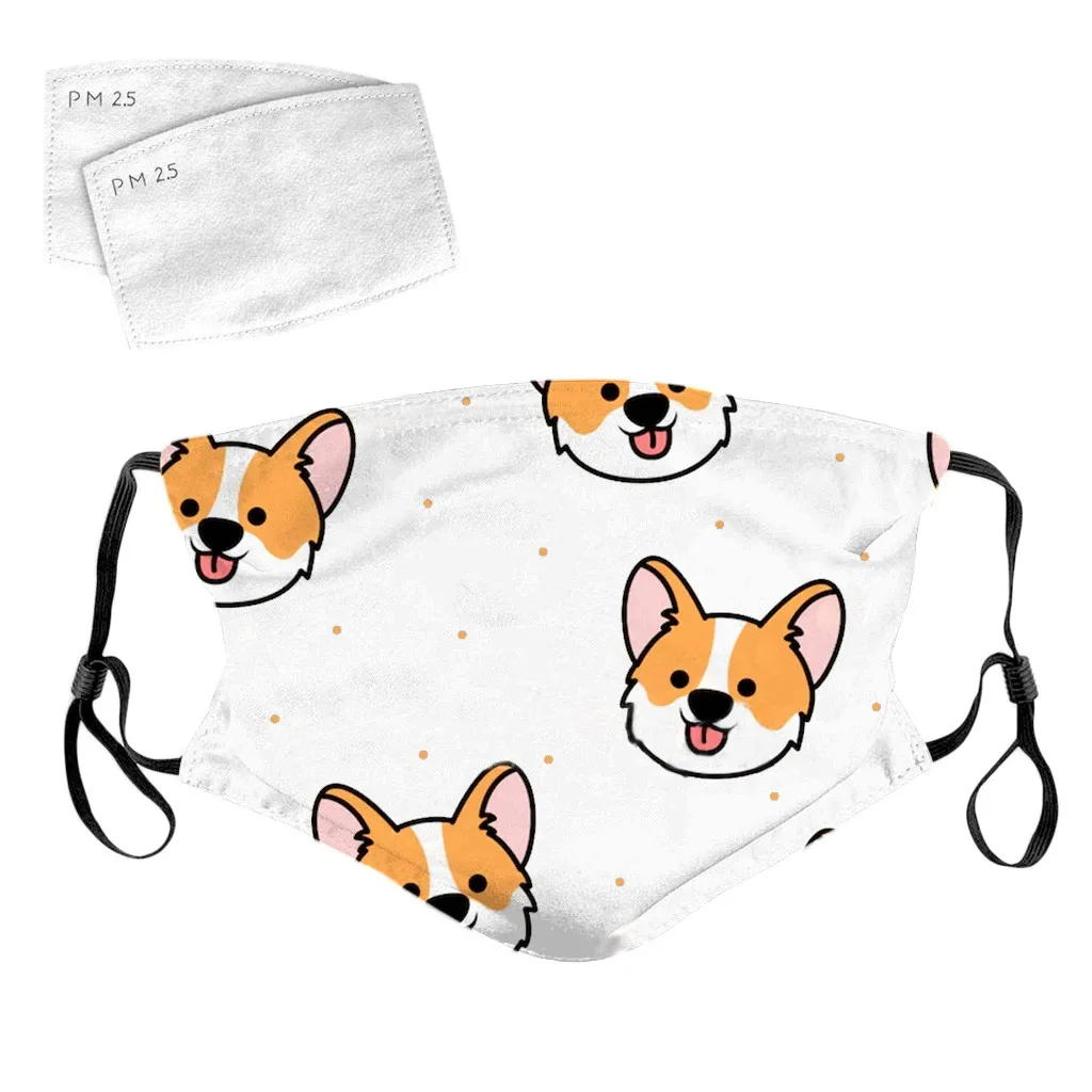 Маска Регулируемая моющаяся ветрозащитная с мультяшным принтом милая собака и 2