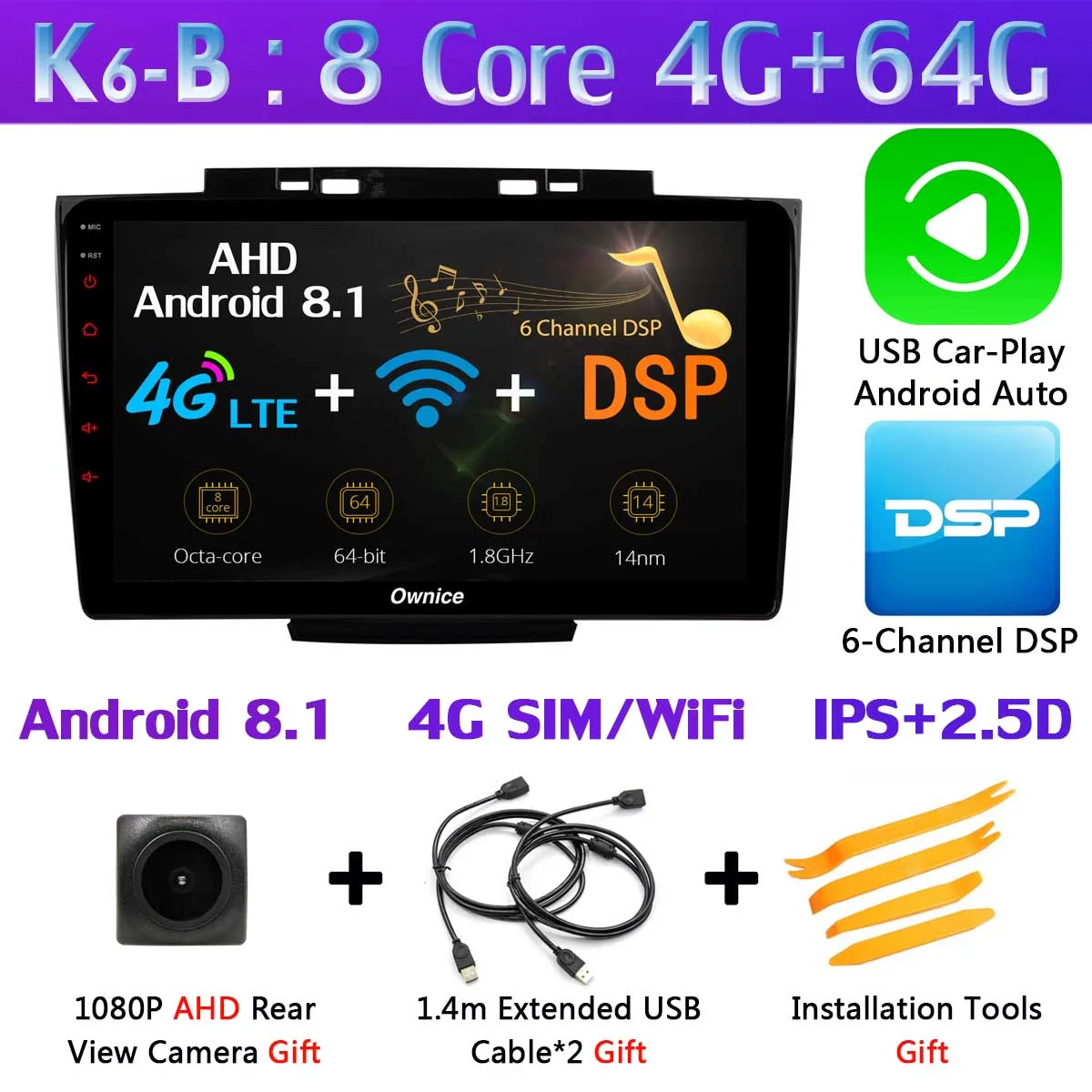 K6-B-CarPlay Ownice K1 K3 K5 K6 автомобильный dvd-плеер gps радио для Haval Hover Greatwall Great Wall H5 H3 2013- CarPlay DSP Adas 360 ° панорамный - Цвет: K6-B-CarPlay
