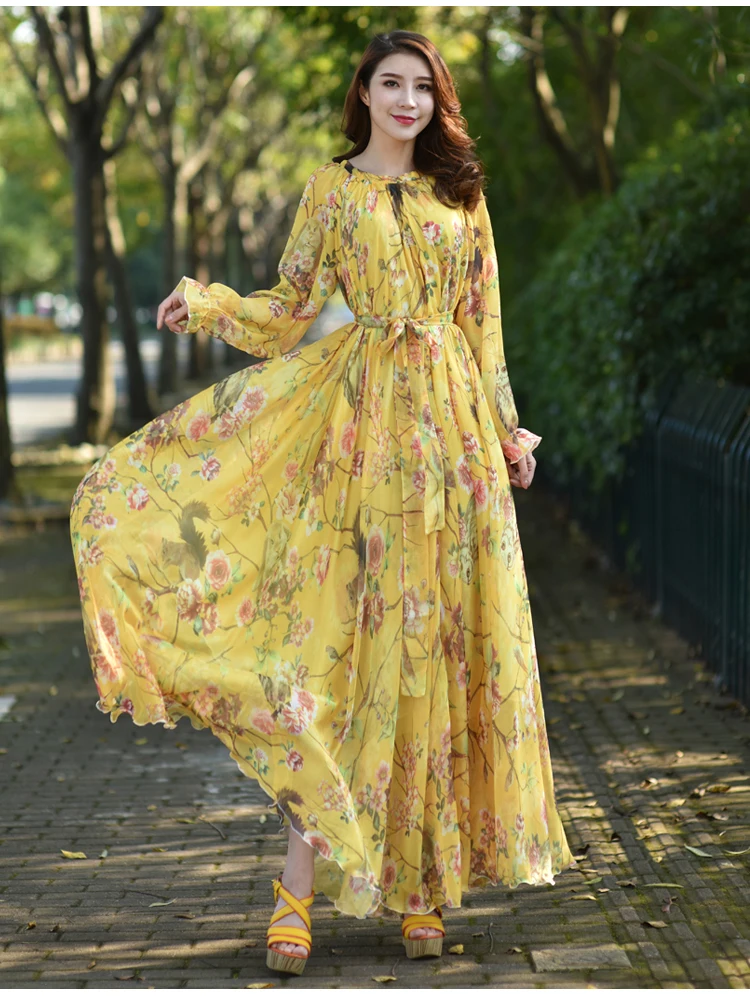 Свободное шифоновое Модное Длинное Платье летняя одежда Абая мусульманская