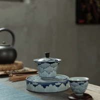 sancai tureen pot bearing set antique blue and white tea heat resistant ceramic kung fu tea cup home sopera de ceramica gaiwan