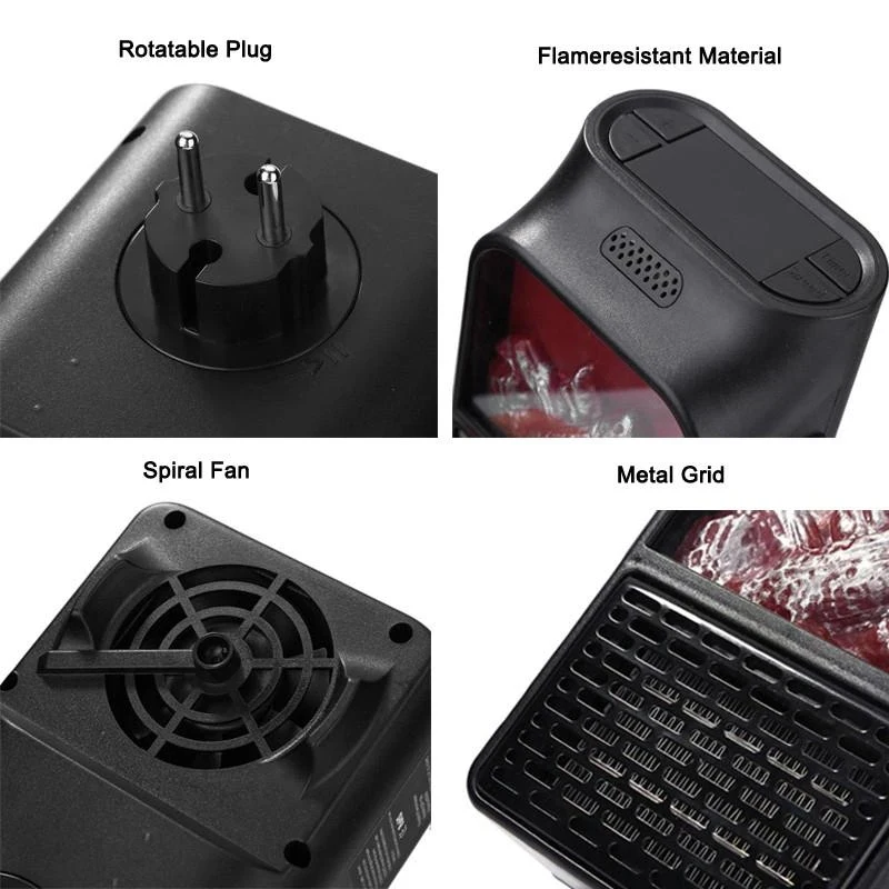 

Portable Electric Heater Mini Heater Fake Charcoal Wall Handy Heating Stove Radiator Warmer Machine for Winter Home Garden