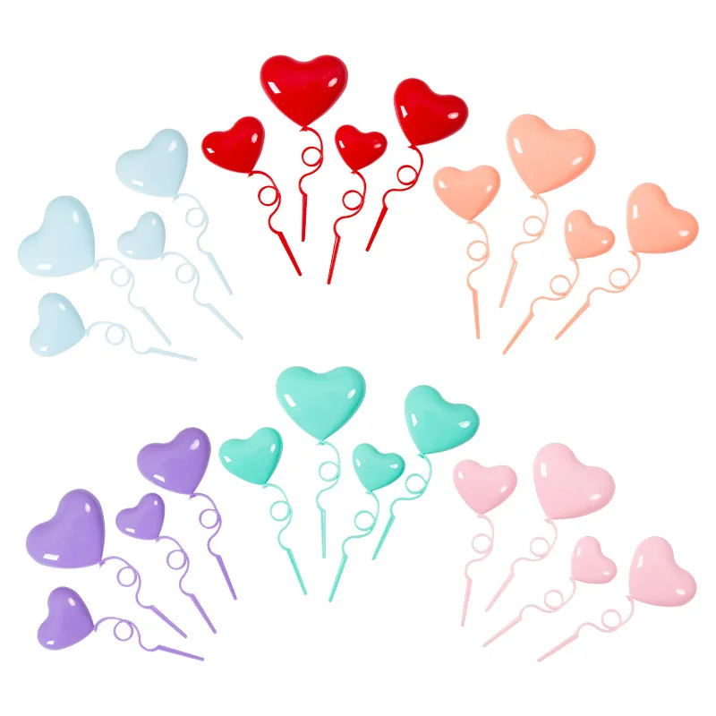 

4pcs/set Macaron Plastic Heart Foldable Confession Love Balloon Birthday Cake Dessert Table Valentine's Day Wedding Decoration