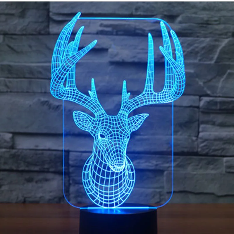 3D светодиодный ночной Светильник олень с 7 цветов светильник для украшения дома
