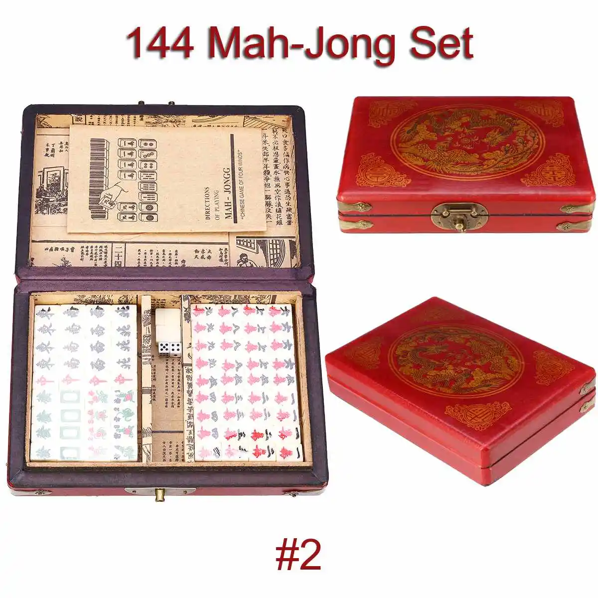 Новая 144 плитка Mah-Jong набор многоцветная портативная винтажная маджонг редкая китайская игра с бамбуковой коробкой