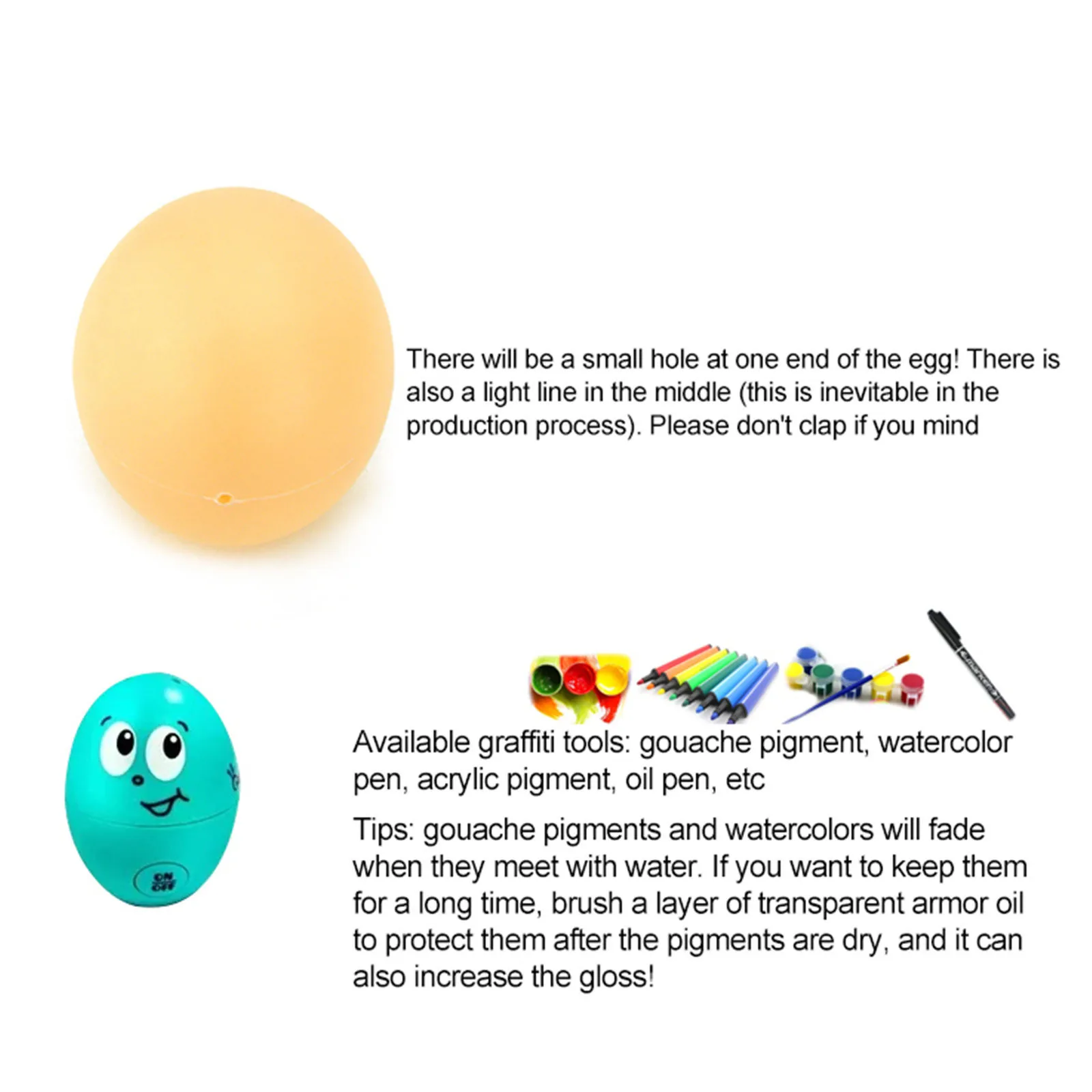 

50PCS Easter Imitation Plastic Fake Eggs DIY Toys Hand-painted Doodle Prank