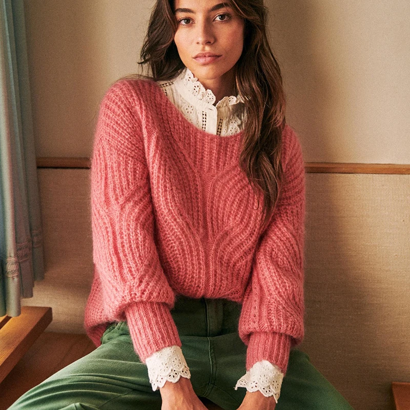 BOHO INSPIRED hollow out knitted Sweater women long sleeve sweater pullover winter new casual boat neck super chic jumper | Женская