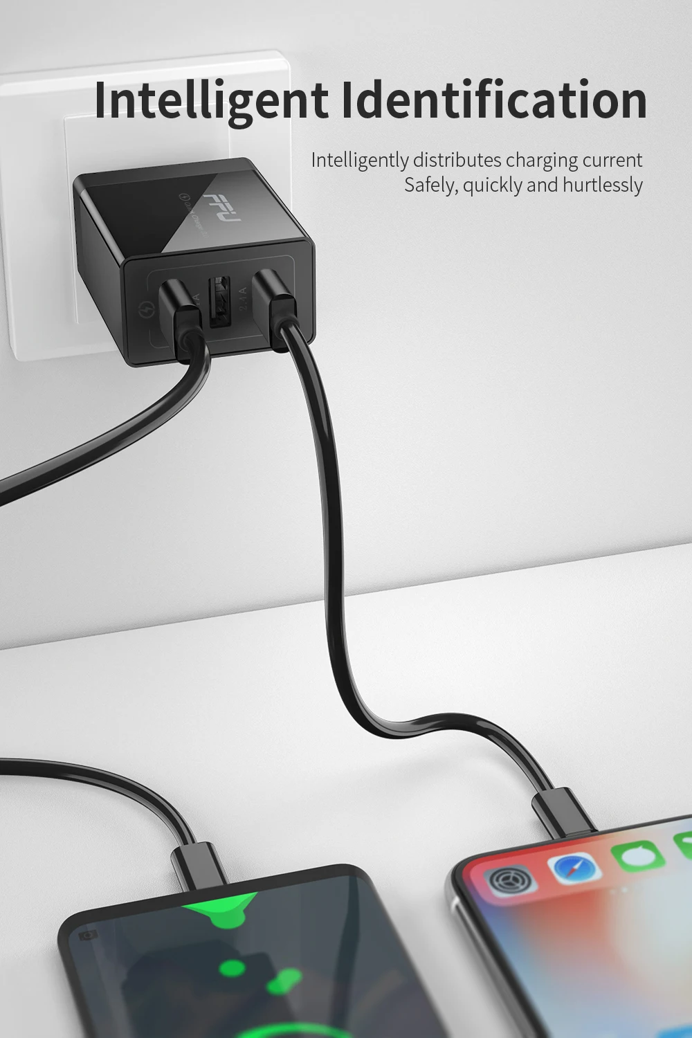 FPU 3 Port USB Charger 30W Quick Charge 3.0 2.0 Mobile Phone Charger for iPhone EU QC3.0 Fast Charger for Huawei Samsung S9+ S10