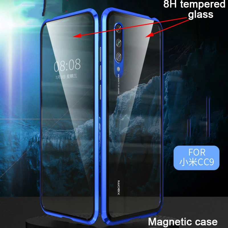 Магнитный чехол для Xiaomi mi CC9 CC9e mi 9 9SE с двойным боковым закаленным стеклом 360 градусов, металлический бампер для Xiao mi 9T Pro