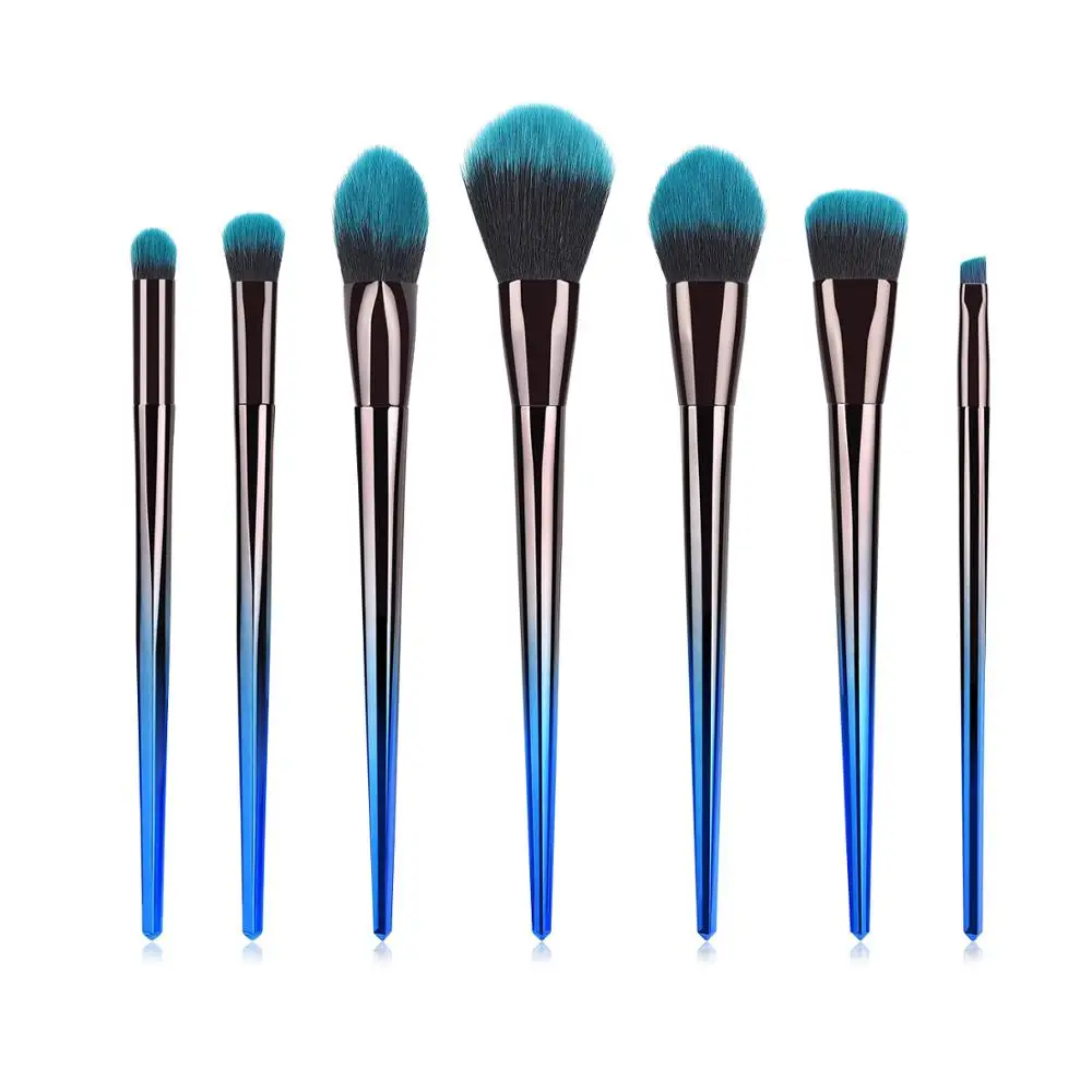 

7pcs Makeup Brush Eyeshadow Eyebrow Blending Set Beauty Brush Rose Gold Gradient Peacock Blue Makeup Tools Make Up Brushes