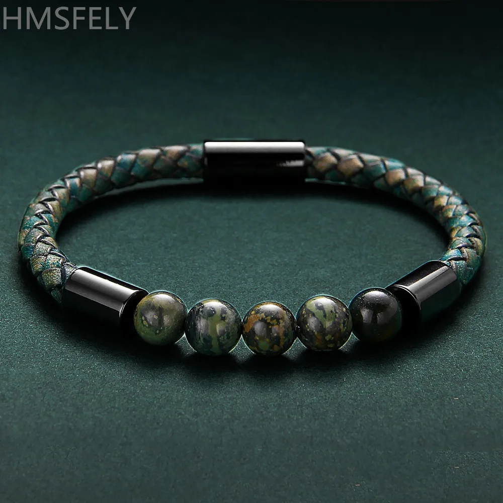 Браслет HMSFELY из натуральной кожи для мужчин и женщин веревочный браслет темно