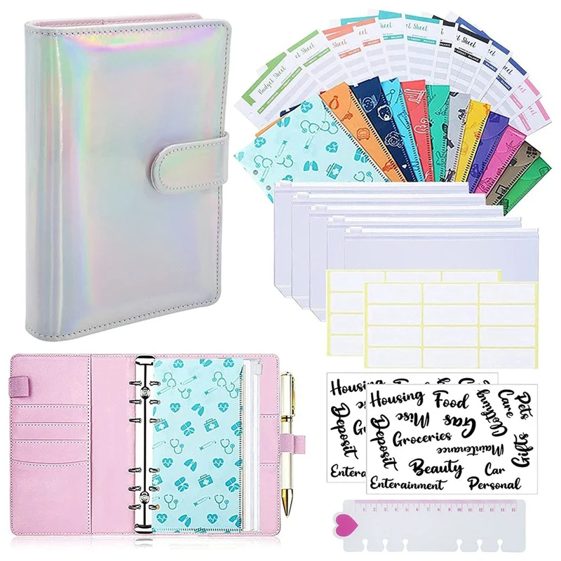 

Cash Budget Envelopes Set, Notebook Cash Envelopes for Budgeting, A6 Binder Envelopes for Money Saving Bill Organizer