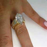 female water drop wedding ring set fashion crystal white bridal jewelry promise rings for women