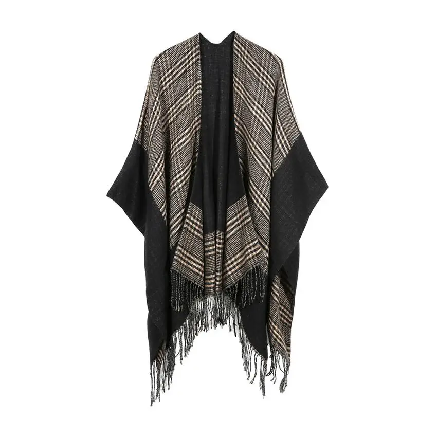 Клетчатые пашмины 6 цветов модные зимние теплые клетчатые пончо оверсайз шали и