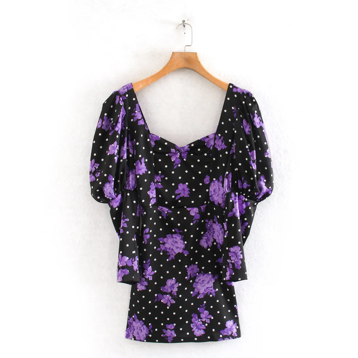 2020 new Spring Summer New Style European Printed Black Polka Dot Lantern Sleeve Dress zaraing za vadiming sheining women dress | Женская