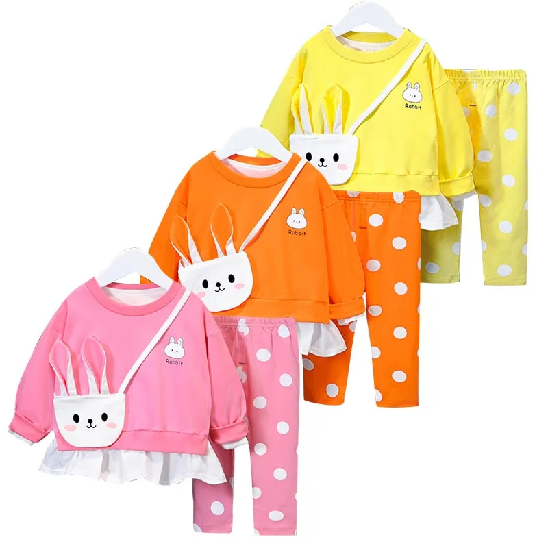 

Children Leisure Polka Dot Suit Baby Girl Round Neck Long Sleeve T-Shirt Trousers Set Kids Pullover Sweater Top Clothing Outfit