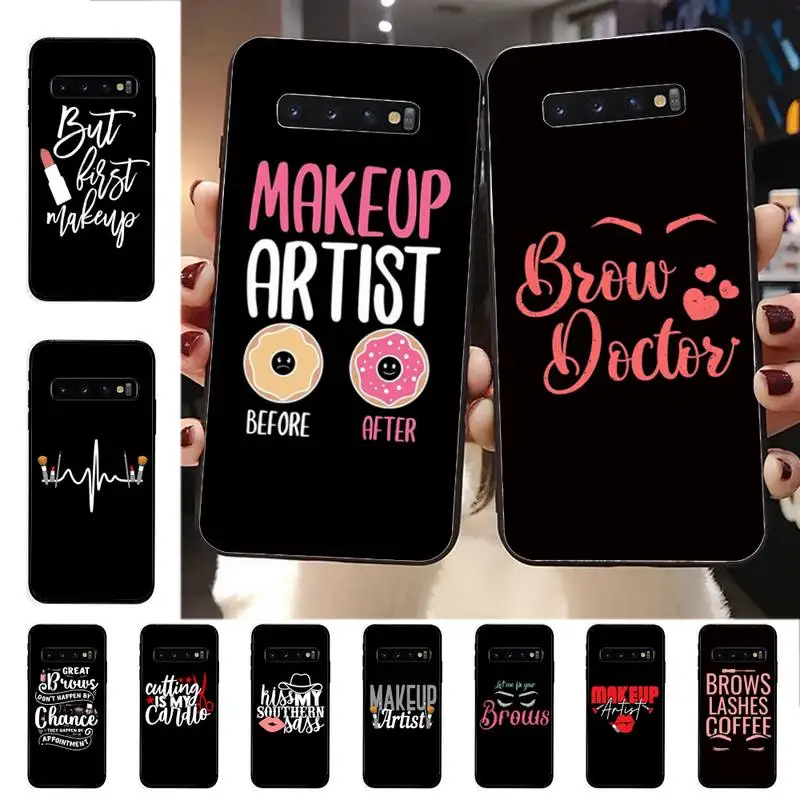 

YNDFCNB Funny Makeup Artist Eyelashes Lip Phone Case for Samsung S 4 6 7 5 8 9 10 20 plus lite edge S10 5G