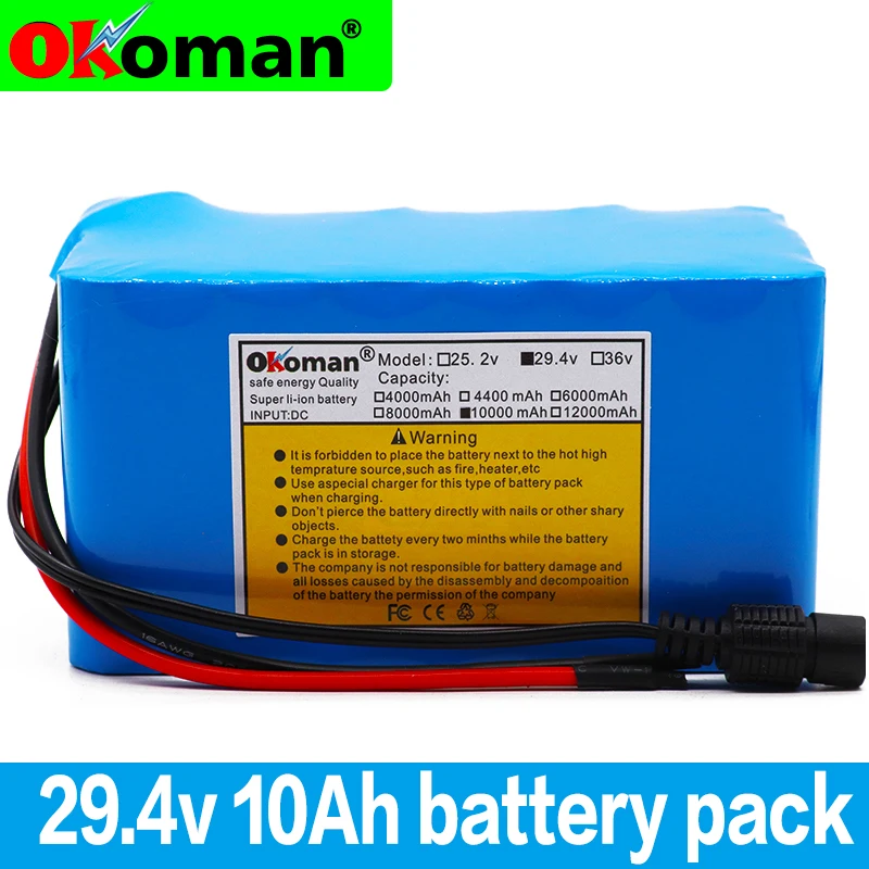 Литий-ионный аккумулятор для электрического велосипеда 24 В 10 Ач 29 4 в 10000 мА/ч 15 А BMS