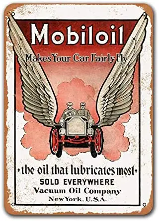 

Restaurant Coffee Club Wall Decor Office Pub 1910 Mobiloil Tin Signs Cars Metal Vintage Bar Poster 8x12 inches