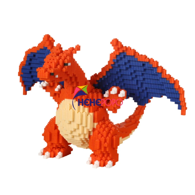 26cm Tall 8665 Middle Bricks Block Toy Charizard Dragon Pocket Monster Animal 3D Model DIY Blocks Building for Children | Игрушки и