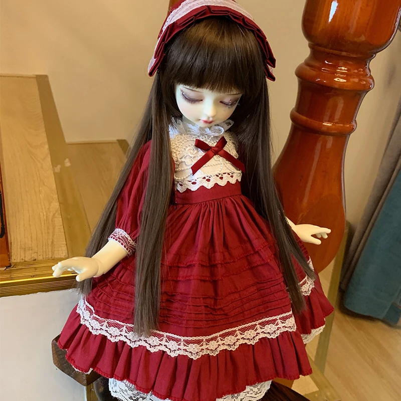 Одежда для кукол платье принцессы красного цвета + ободок волос аксессуары 1/6 1/4 1/3