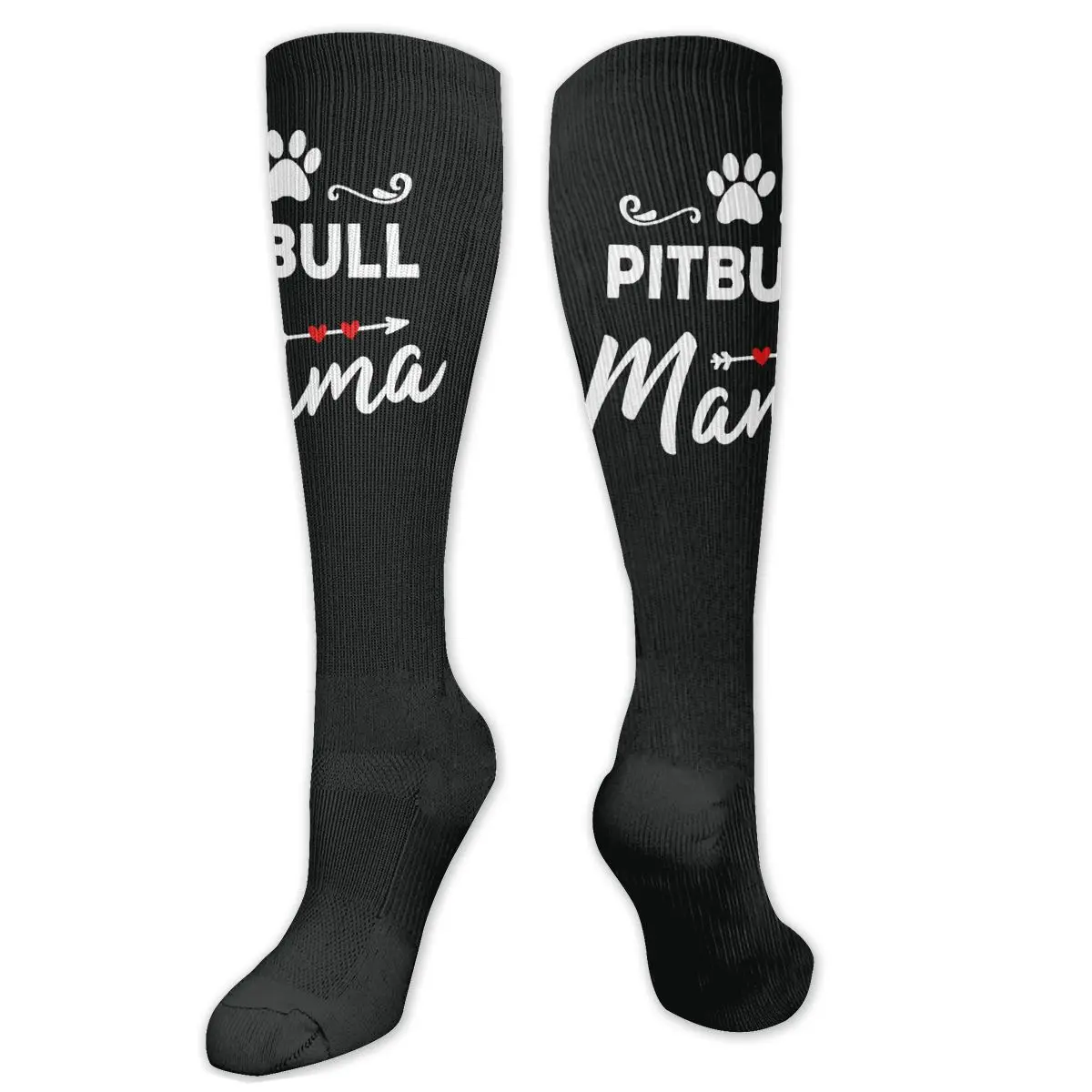 

Pitbull Dog Mama With Hearts Paw Compression Socks For Women Men Plus Size Wide Calf For Nurses Running Athletic