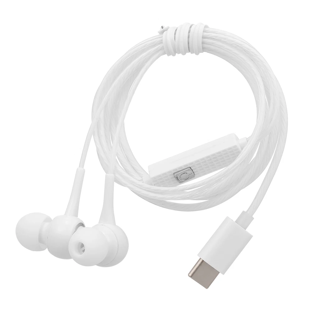 Белый Usb type-C проводные наушники в ухо, музыкальные наушники, наушники для смартфона, гарнитура, встроенный контроль с микрофоном для смартфонов - Цвет: Белый
