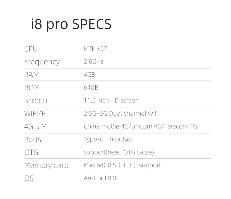 11,6 дюймов 1920*1200 VOYO I8 Pro 2-в-1 4G Телефонный звонок планшетный ПК с системой андроида и 8,0 BT4.0 gps HDMI, 4 ГБ, 64 ГБ, MTK6797 GSM WCDMA металлический корпус
