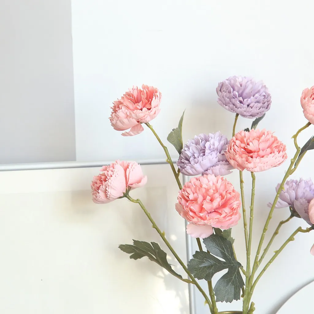 Искусственные цветы 3 головки из Ranunculus asiaticus поддельные цветочный букет