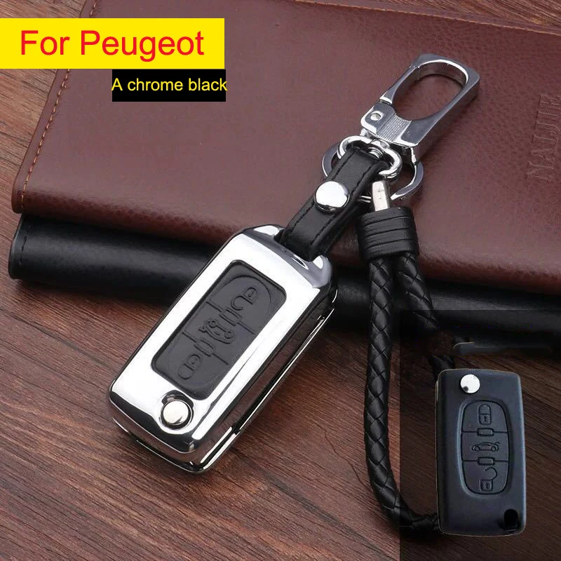 

Metal Car Key Cover for Peugeot 308/408/508/207/307 Car Remote Control Shell Protective Cover Decorative Accessories