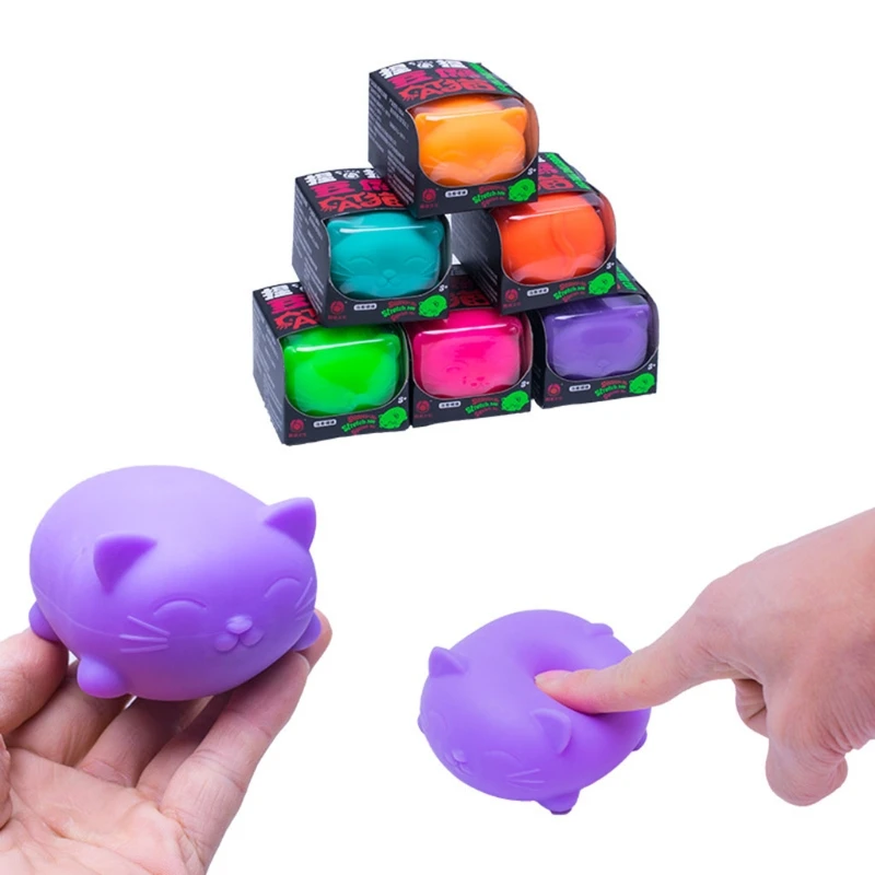 

1PC Squeeze Screaming Angry Cat Soft TPR Anti-Anxiety Toy Squawking Hollow Cat Pressure Reduce Novelty Toy for Autism