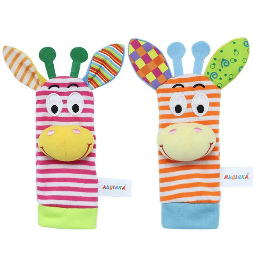 

2/4Pcs Infant Baby Sensory Toys Rattles/Socks Cute Animal Toy for Girl Boy Wrist Rattle and Foot Socks Toys Kids Hanging Gift