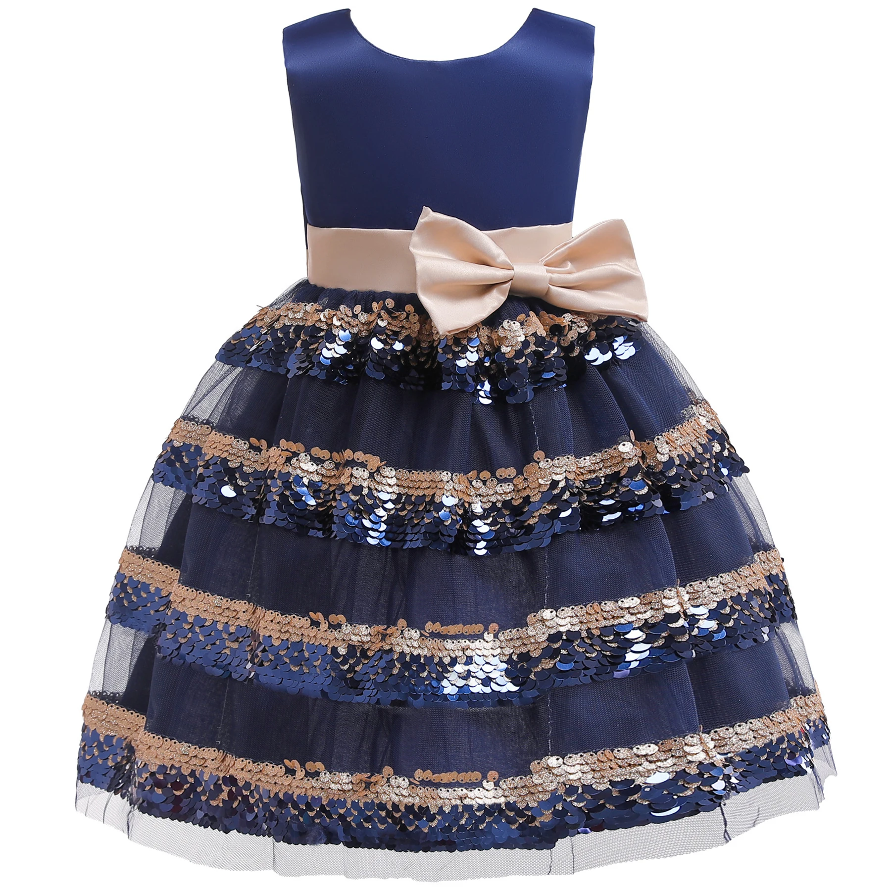 

Princess Baby Girls Sequin Flower Wedding Party Dresses Children Kids Stripe Elegant Dress Chirstmas Vestidos Costume Clothing