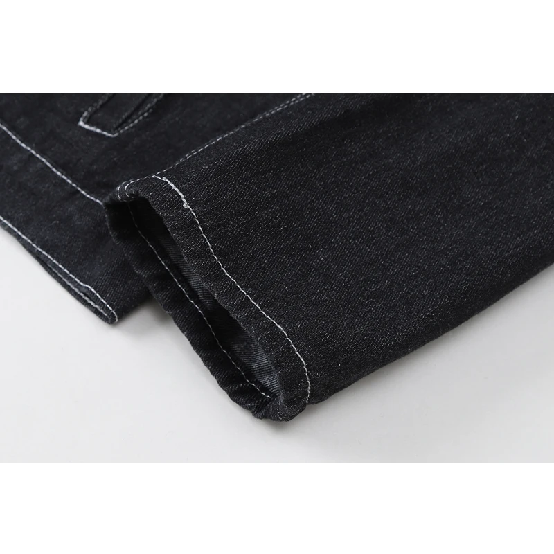 

Black Denim Coat For Women Stitched Design Single Breasted Long Sleeve Lapel Retro Cowboy Jacket Tops 2021 Fashion Tide Outer