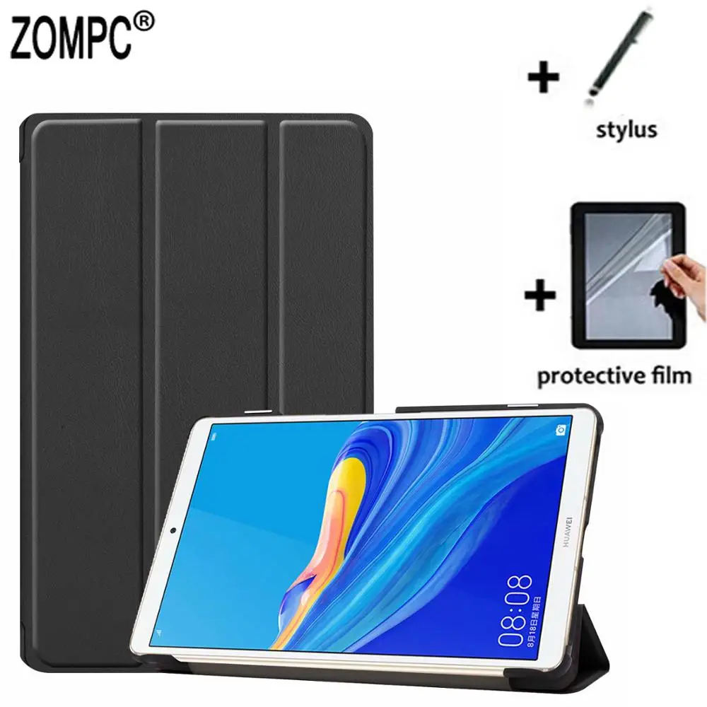

3in1 Ultra Slim Luxury Folio Stand Leather Case Smart Cover +Soft FIlm +Stylus for Huawei MediaPad M6 8.4 VRD-W09 VRD-AL09 8.4"
