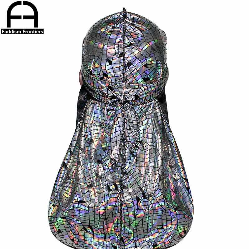 Мужская блестящая бандана тюрбан серебристого цвета с лазерным отражением| |