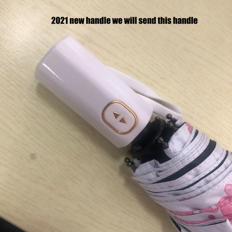 Женский автоматический зонт с черным покрытием складной от дождя и солнца тремя