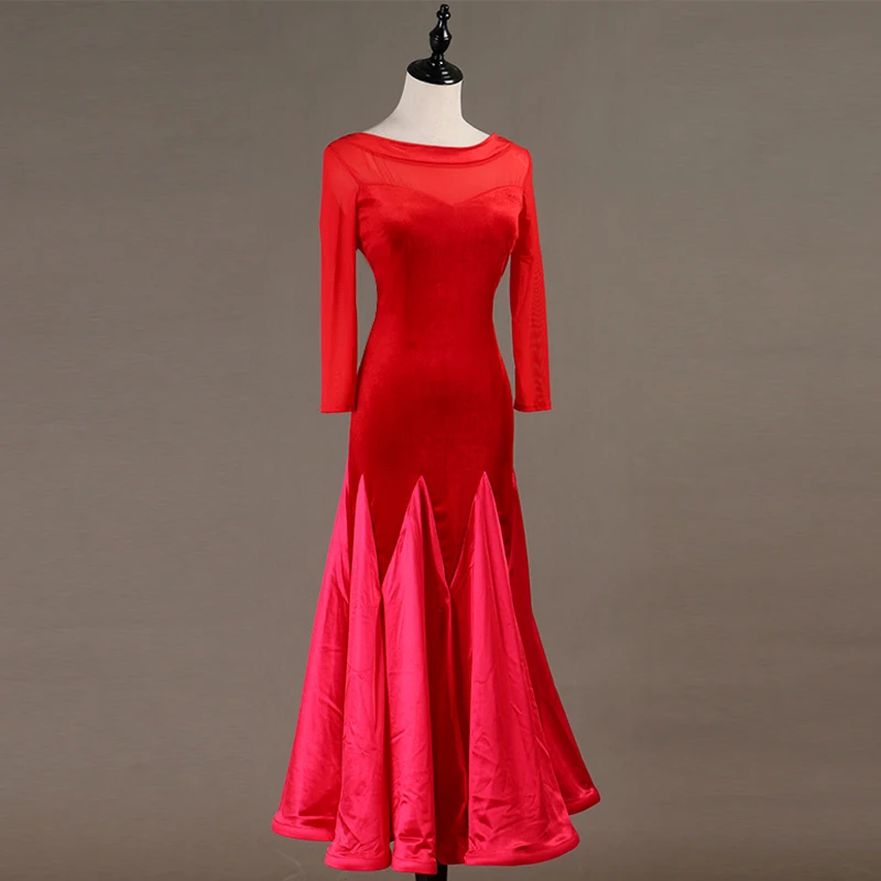 Танцора жизненную силу платья для конкурса бальных танцев с длинными рукавами