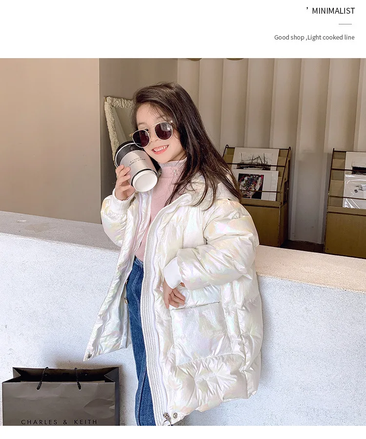 

Children's Clothing Girls Winter Down Jacket Mid-length New Medium and Large 80% White Duck for 4-12 Years Kids 2020 Wholesale