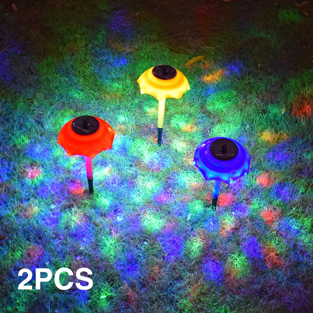 

2pcs Yard Landscape Park Patio Waterproof Outdoor Umbrella Shape Pathway Garden Decor Lawn Lamp Mini Courtyard Solar Powered Led