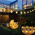 Светодиодная лента с лампочками в форме хрустального шара, уличный шнурок с лампочками гирлянды на солнечной энергии сада, Рождественское украшение, 2050 светодиодный, 5 м, 10 м