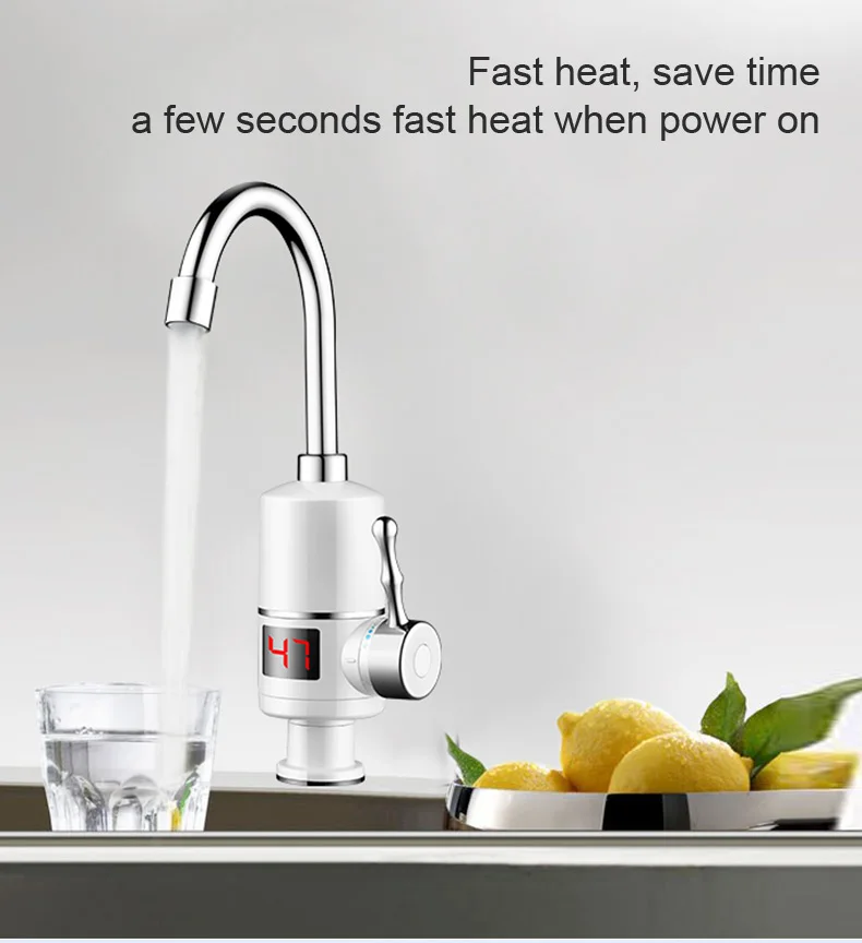

KBAYBO Electric Water Heater 3000W instant water heater Tankless hot heating water tap Bathroom Kitchen Water Faucet