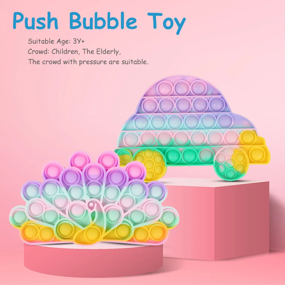 

Cartoon Car/Peacock Push Bubble Decompression Press Board Kid Adult Family Simple Game Interactive Sensory Antistress Fidget Toy
