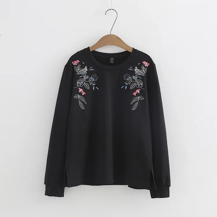 Женская толстовка с цветочной вышивкой размера плюс Прямая поставка