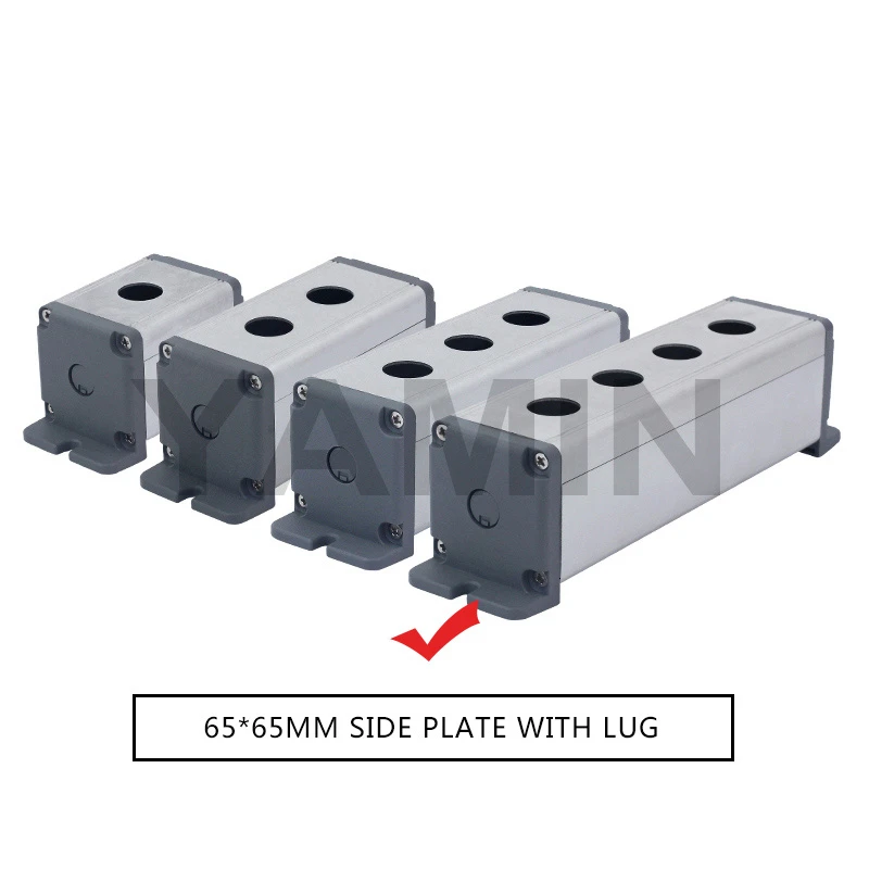 65MM ear 4 Hole 16/19/22mm Aluminium Alloy Protective Box For Metal Push Button Switch IP67 Waterproof Industrial 12/3/4 Holes Single Row - Цвет: 65MM ear 4 Hole