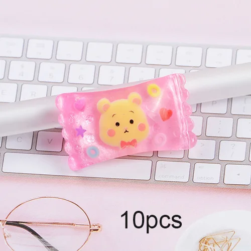 Pink 10pcs Happy monkey 10 шт. Kawaii Slime Подвески Смола милые животные конфеты добавки аксессуары DIY Набор для пушистой прозрачной хрустящей слизи глины - Цвет: Pink 10pcs