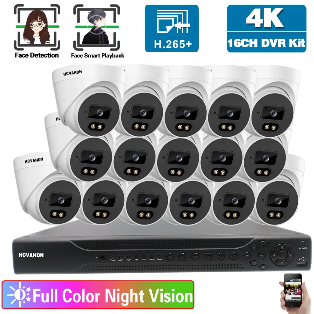 

4K Ultra HD 16CH DVR Kit H.265 DVR CCTV Camera Security System 8MP AHD CCTV System Color Night Vision комплекты видеонаблюдения
